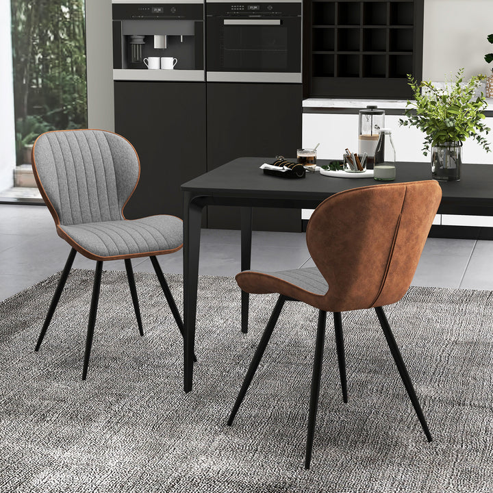 2 Set Armless Dining Chair Modern Accent Chairs with Curved Backrest - TidySpaces