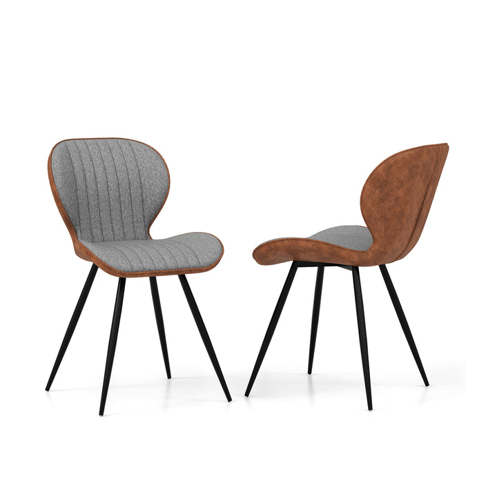2 Set Armless Dining Chair Modern Accent Chairs with Curved Backrest Grey - TidySpaces