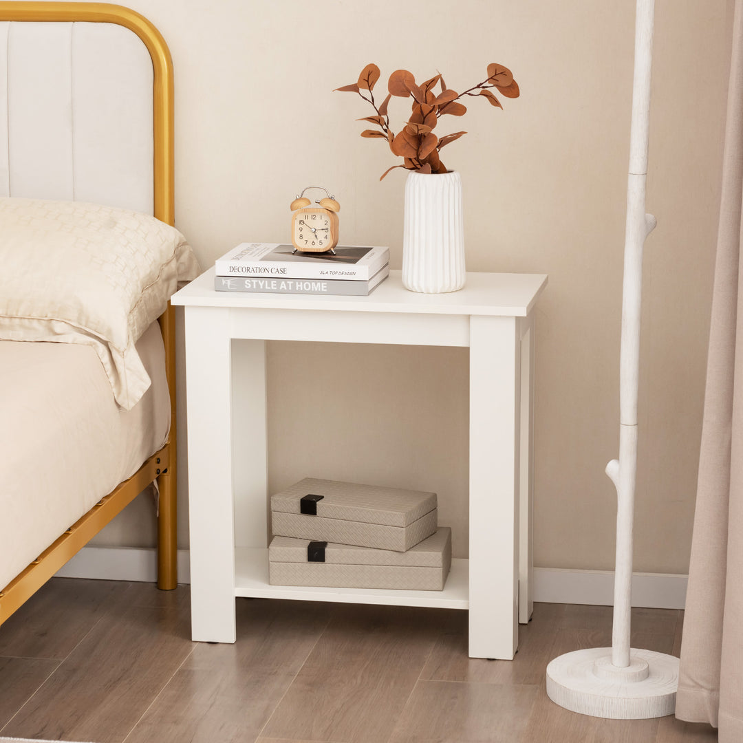 2 Tier End Table with Storage Shelf for Small Spaces - TidySpaces