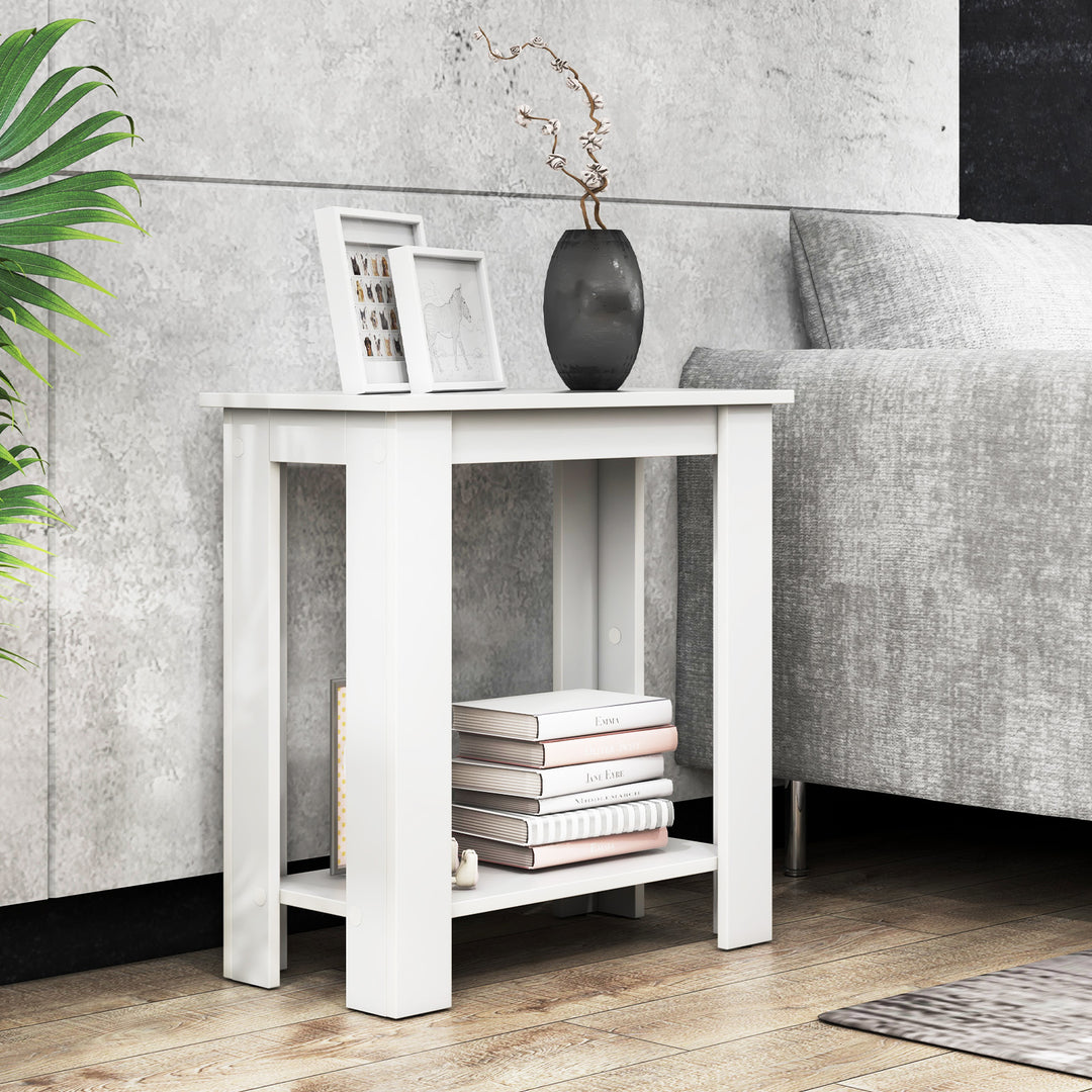 2 Tier End Table with Storage Shelf for Small Spaces - TidySpaces