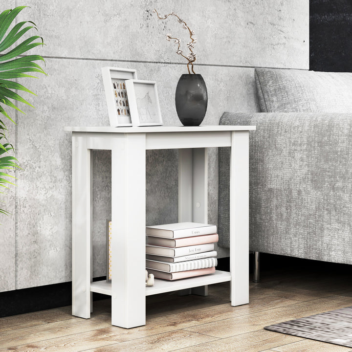 2 Tier End Table with Storage Shelf for Small Spaces - TidySpaces