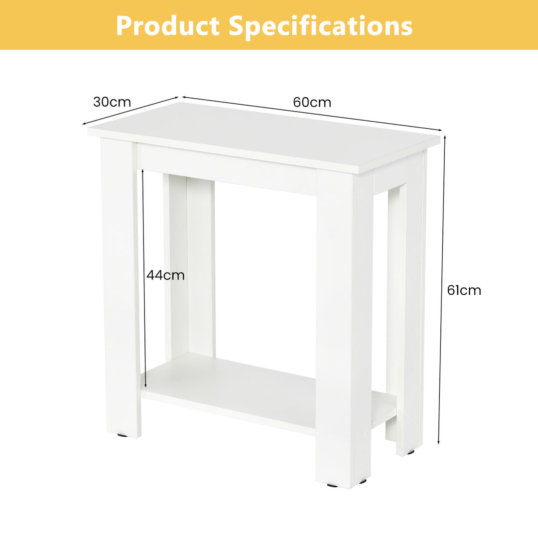 2 Tier End Table with Storage Shelf for Small Spaces - TidySpaces