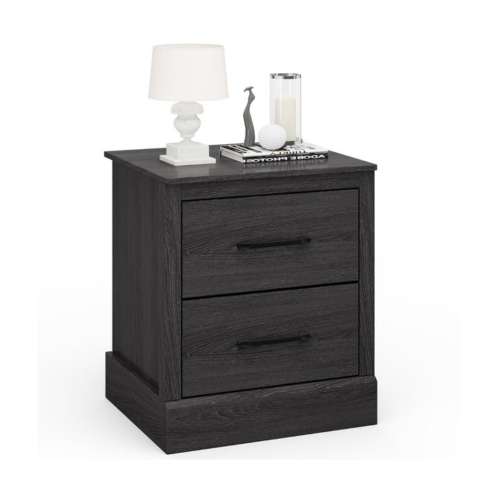 2 Drawer Nightstand with Storage Drawers Dark Grey - TidySpaces