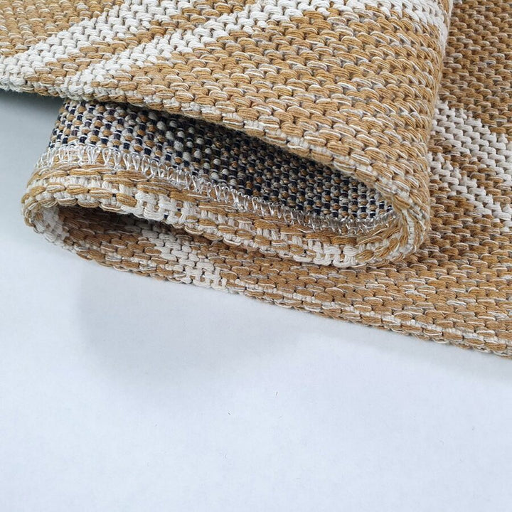 Cotton Rug Runner Mustard Beige Diamond