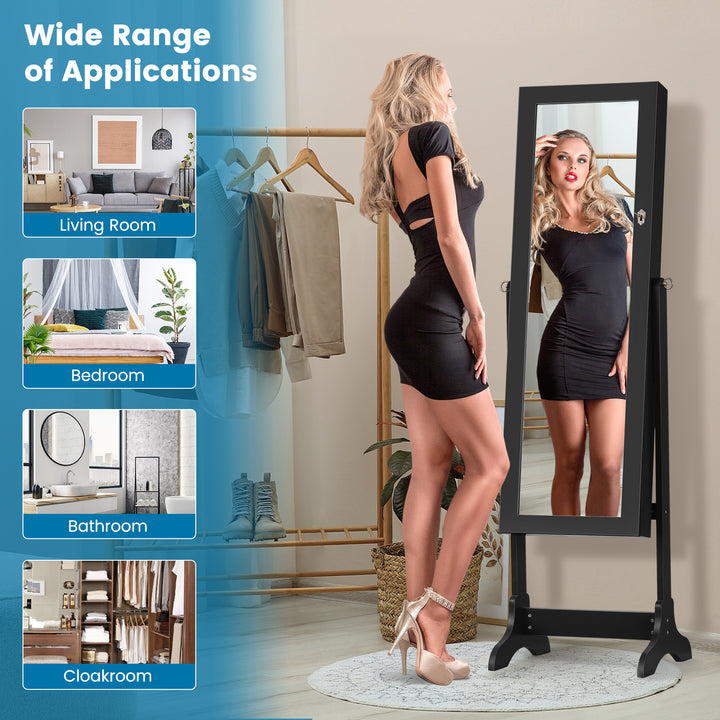 Freestanding Jewelry Cabinet with Full Length Mirror and Drawers - TidySpaces