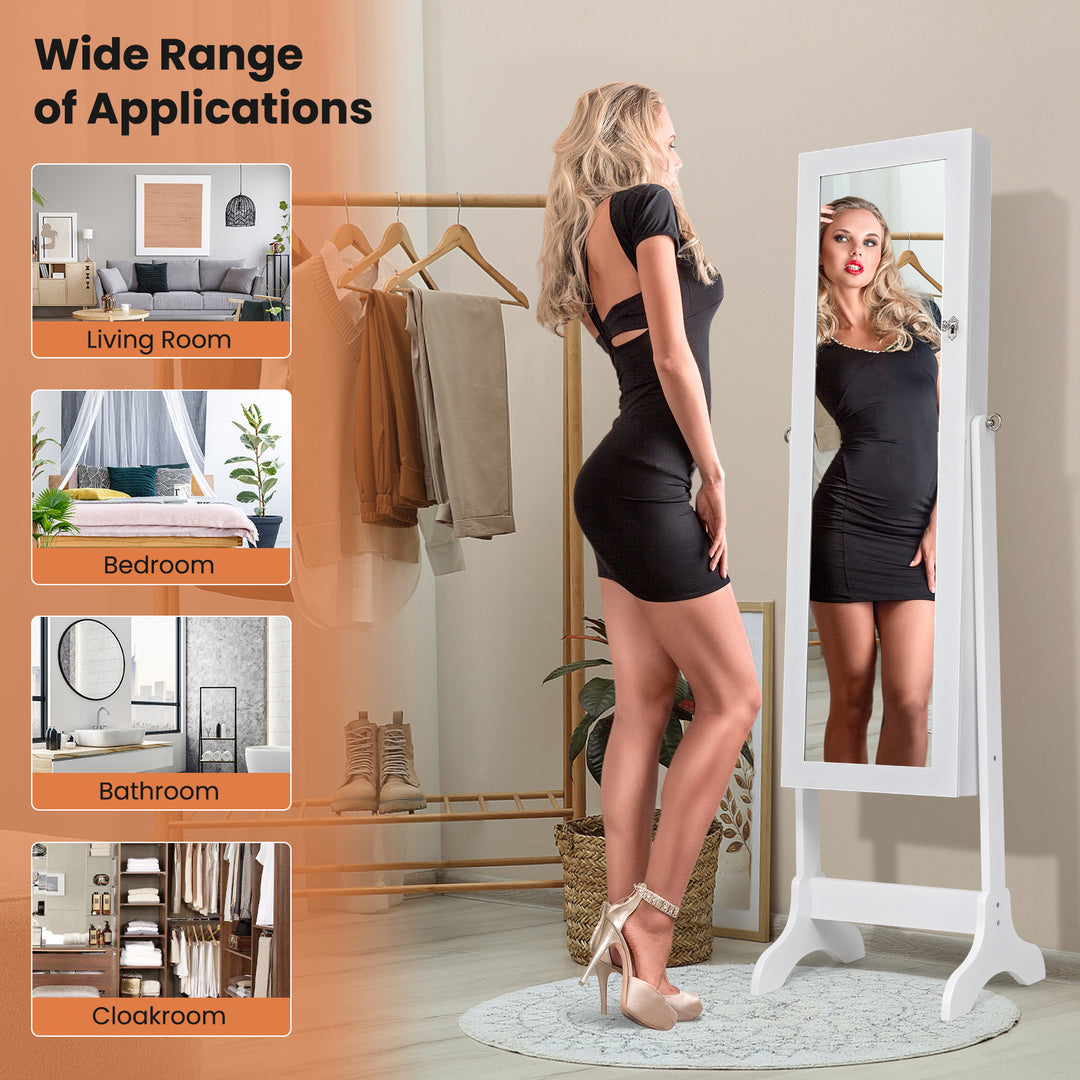 Freestanding Jewelry Cabinet with Full Length Mirror and Drawers - TidySpaces