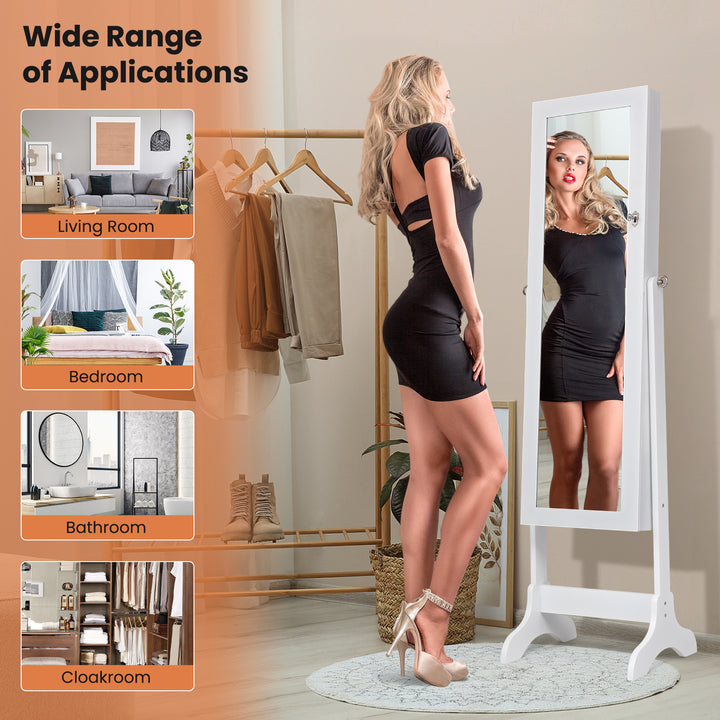 Freestanding Jewelry Cabinet with Full Length Mirror and Drawers - TidySpaces