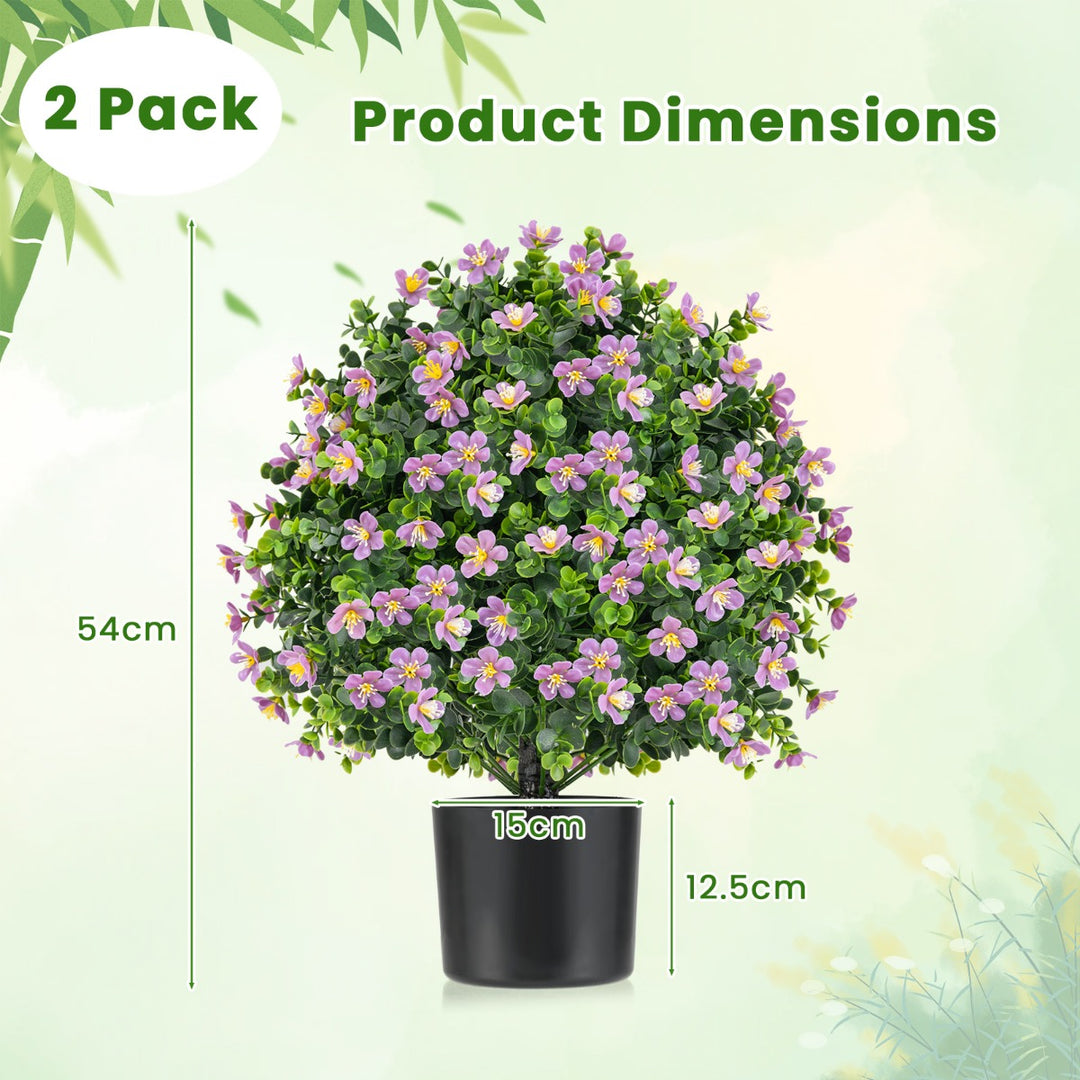 2 Pack Artificial Boxwood Topiary Ball Tree Faux Shrub Bushes-Purple - TidySpaces