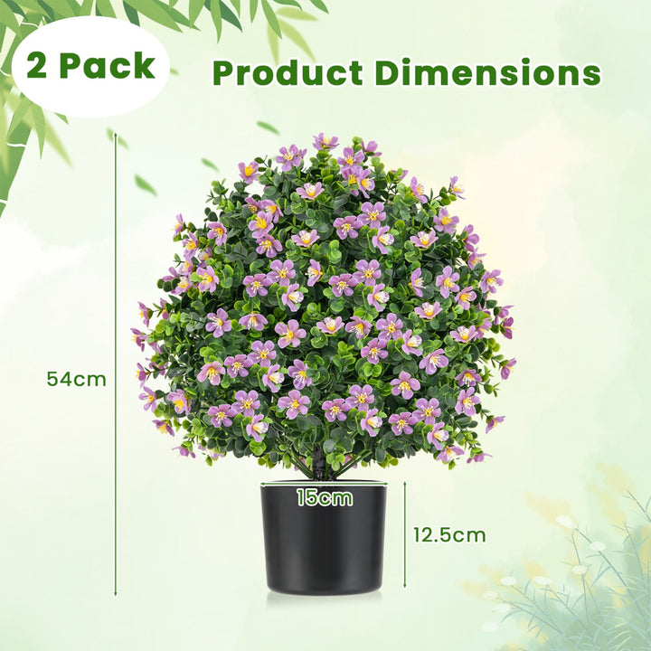 2 Pack Artificial Boxwood Topiary Ball Tree Faux Shrub Bushes-Purple - TidySpaces