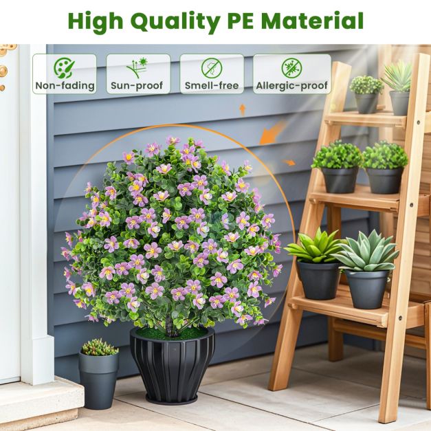 2 Pack Artificial Boxwood Topiary Ball Tree Faux Shrub Bushes-Purple - TidySpaces