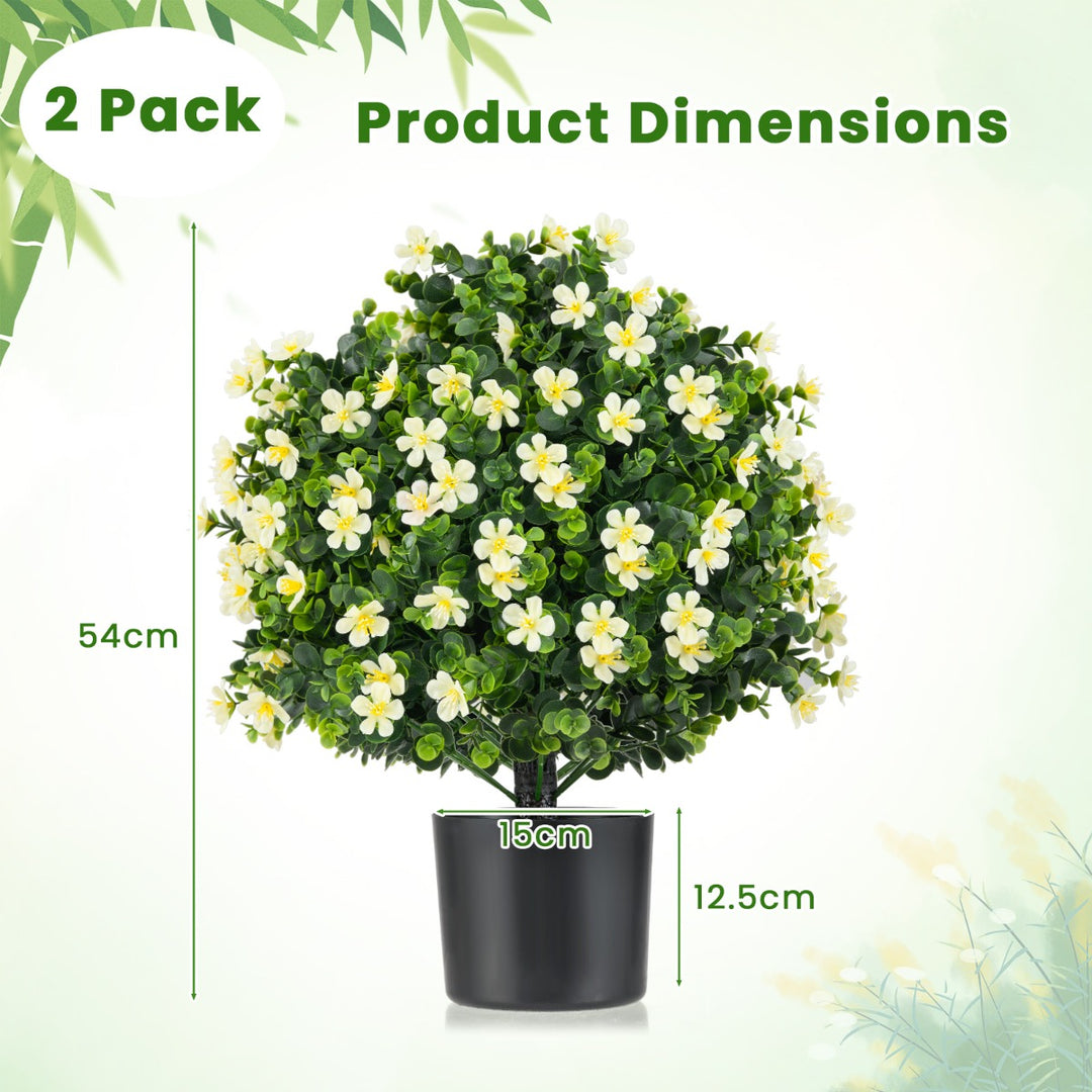 2 Pack Artificial Boxwood Topiary Ball Tree Faux Shrub Bushes-White - TidySpaces