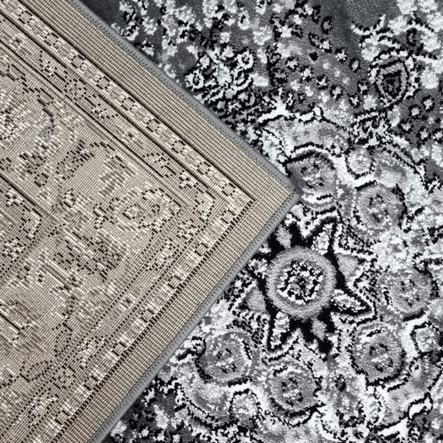 Grey Black Traditional Rug Vintage Oriental Style - TidySpaces