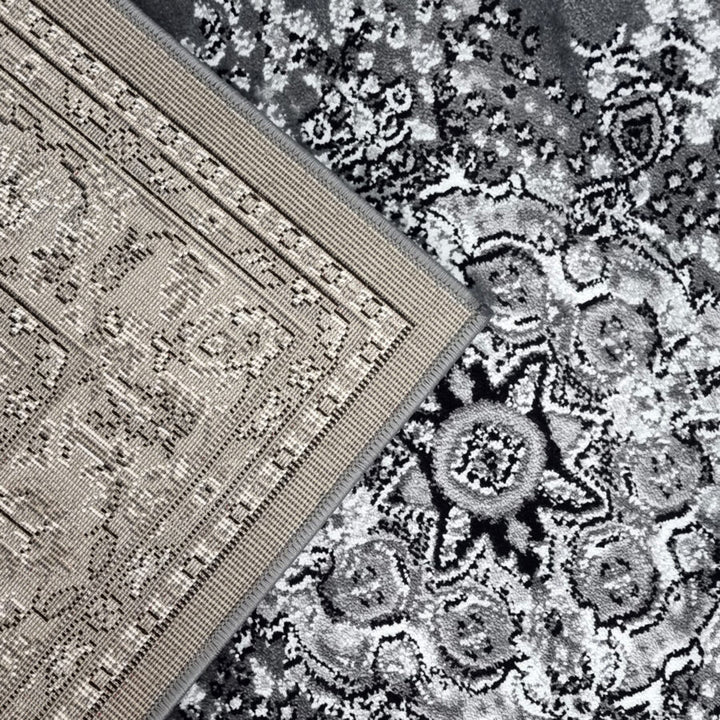 Grey Black Traditional Rug Vintage Oriental Style - TidySpaces