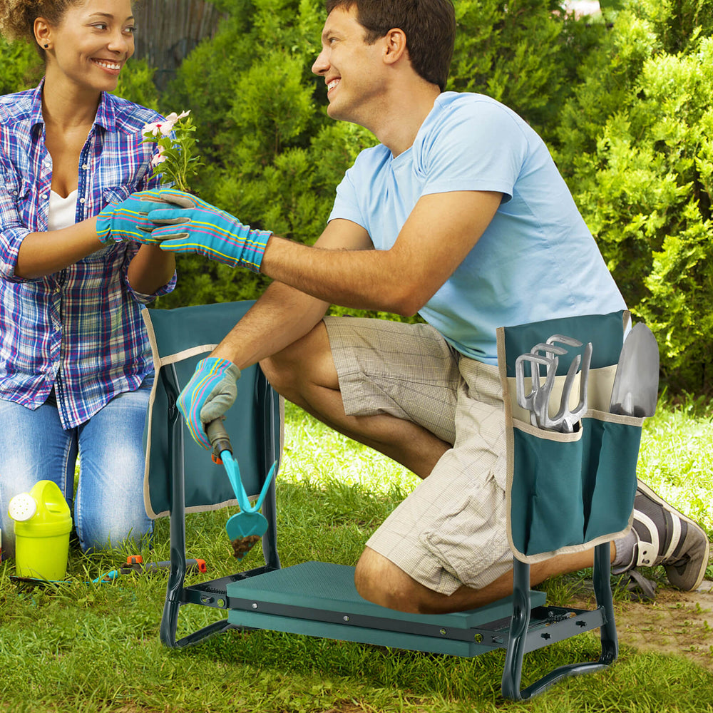 2-in-1 Foldable Garden Kneeler and Seat with Tool Pouches - TidySpaces