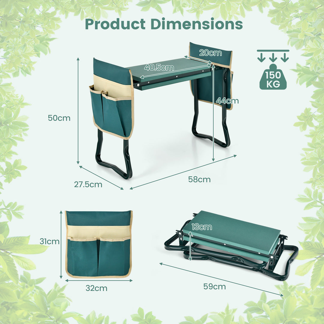 2-in-1 Foldable Garden Kneeler and Seat with Tool Pouches - TidySpaces