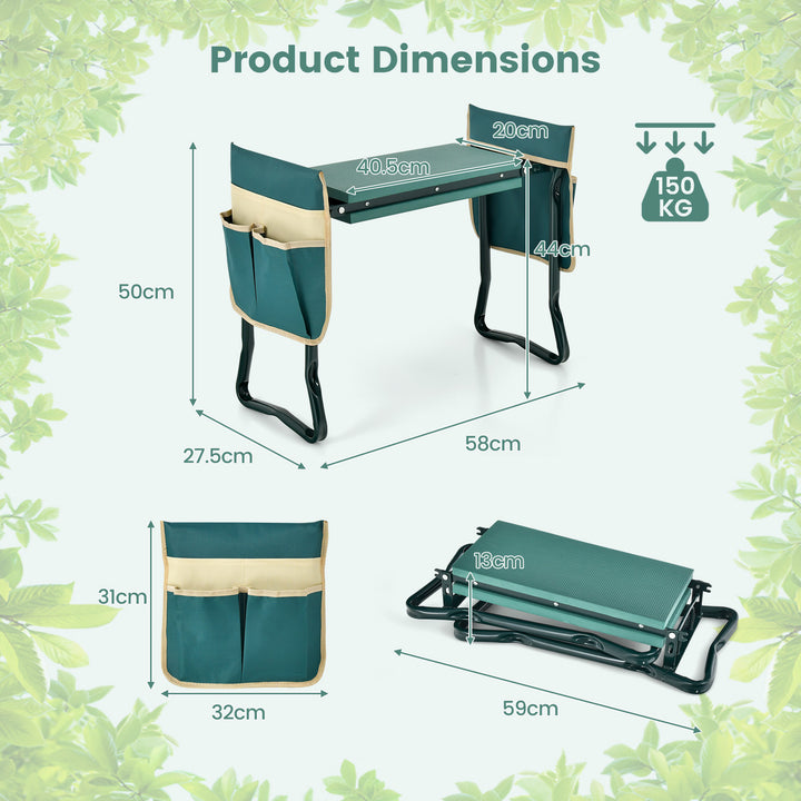 2-in-1 Foldable Garden Kneeler and Seat with Tool Pouches - TidySpaces