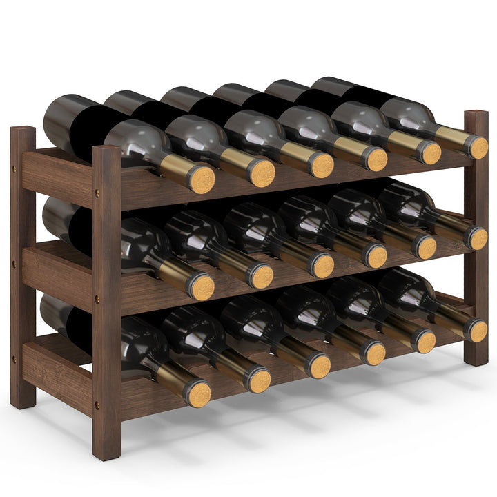 3 Tier Bamboo Wine Rack with Wave Slot for Kitchen