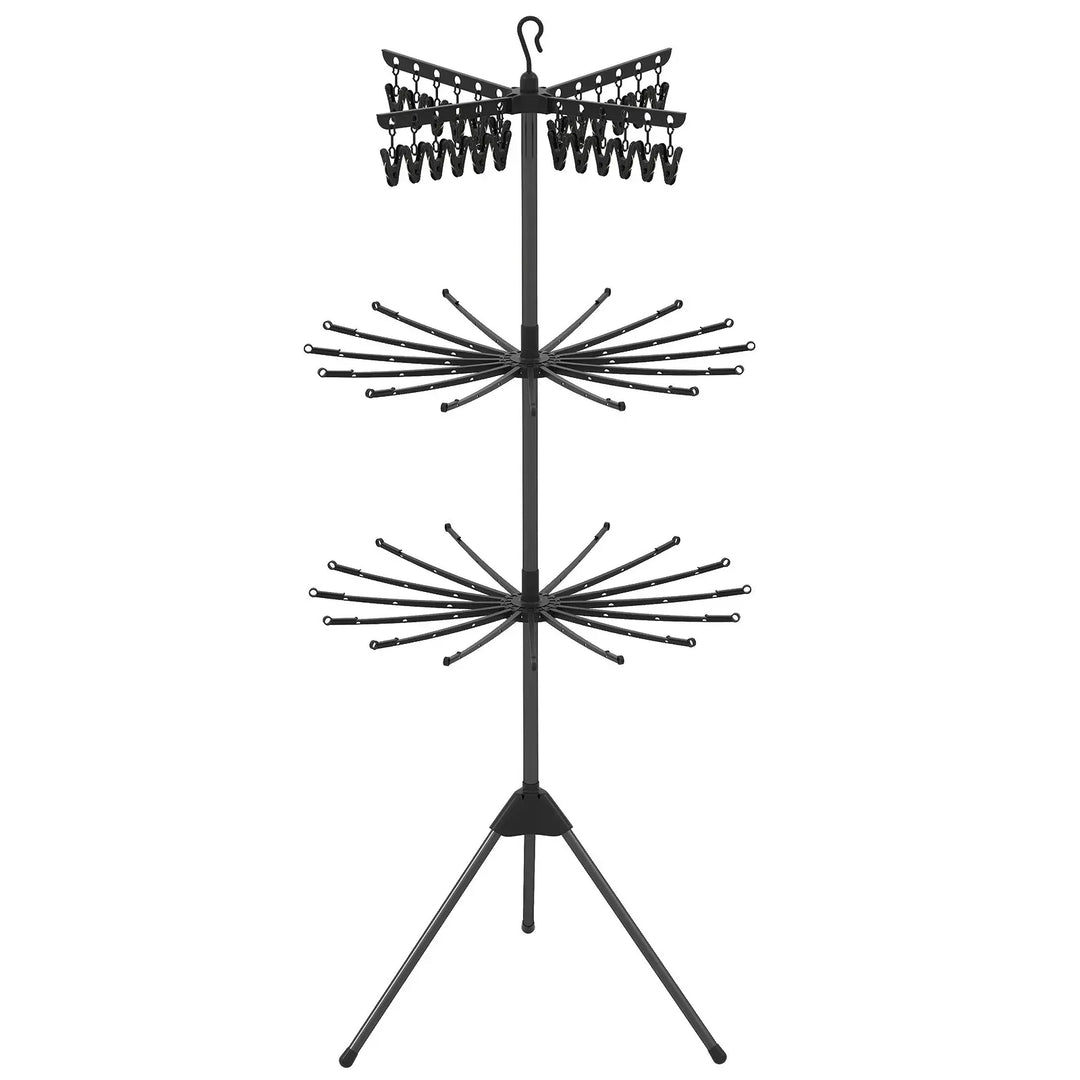Three Tier Drier Clothes Rack 3-Tier Folding Clothes Drying Rack Tripod Laundry Drying Rack-Black ...