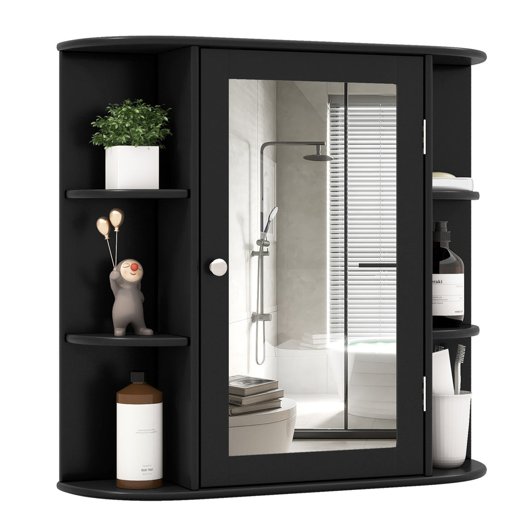 3-Tier Mirrored Wall Mounted Bathroom Cabinet-Black - TidySpaces