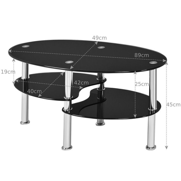 3 Tiers Tempered Glass Coffee Tables with 2 Shelves - TidySpaces