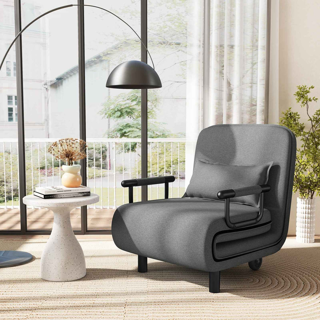 3-in-1 Convertible Sofa Bed with 5-Position Adjustable Backrest for Versatile Comfort