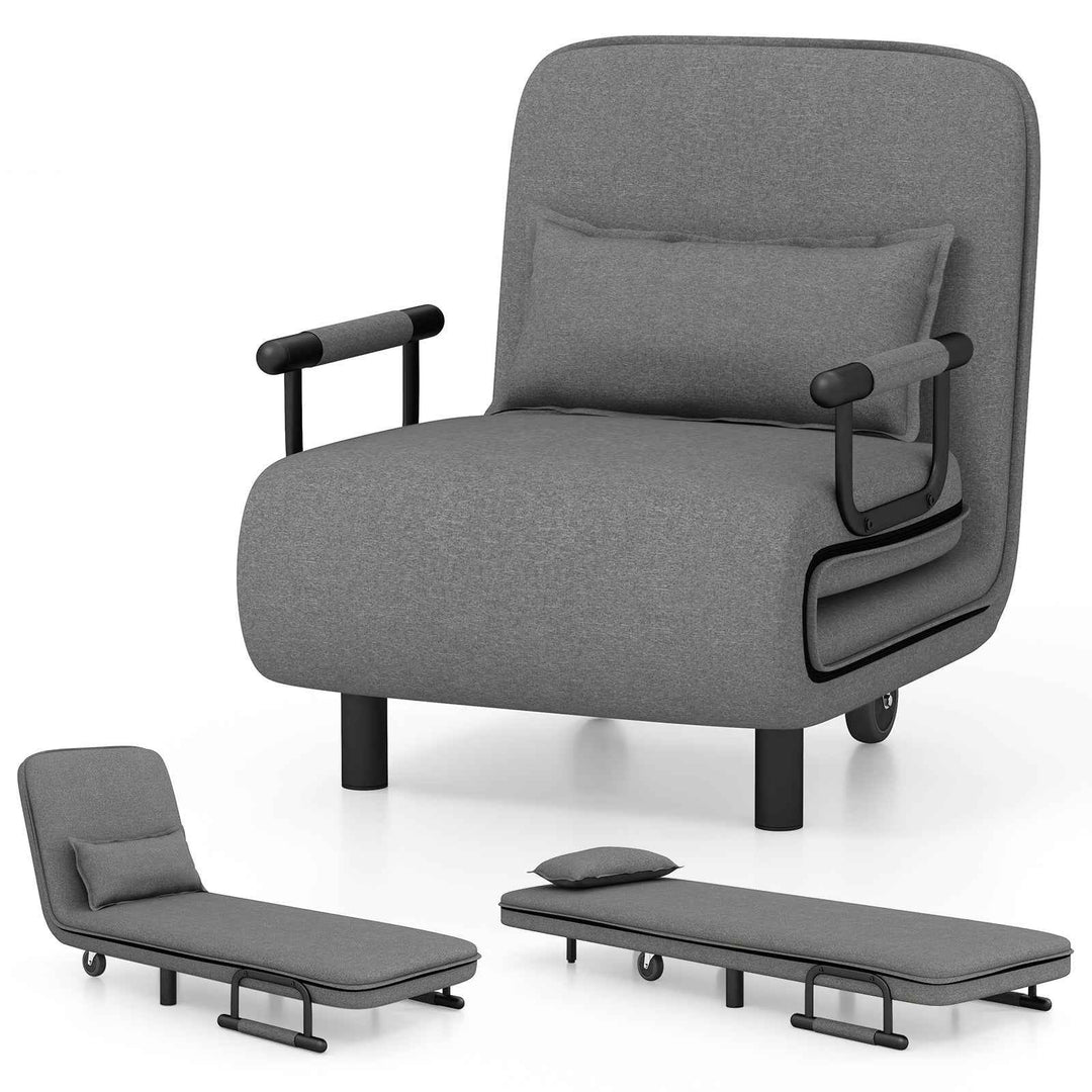 3-in-1 Convertible Sofa Bed with 5-Position Adjustable Backrest for Versatile Comfort