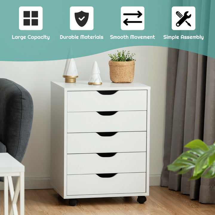 5 Drawer Chest with Wheels for Home and Office - TidySpaces