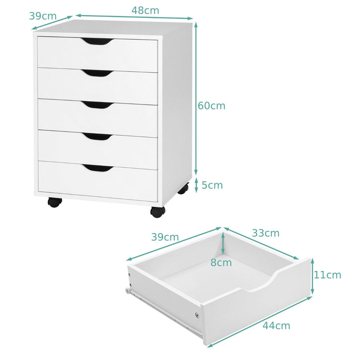 5 Drawer Chest with Wheels for Home and Office - TidySpaces