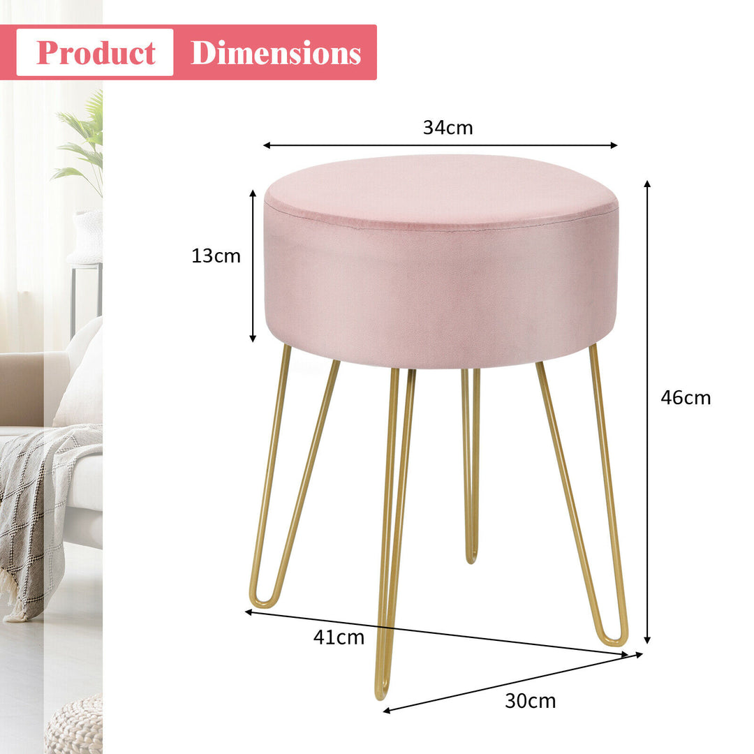 Velvet Modern Round Footstool Ottoman Makeup Dressing Chair - TidySpaces