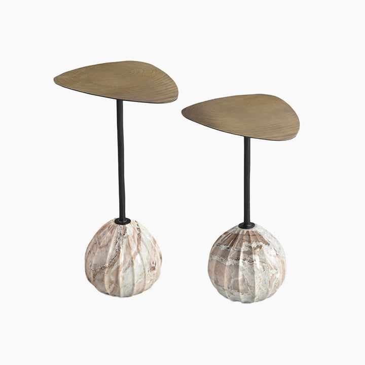 Olea Set of 2 Marble & Iron End Table