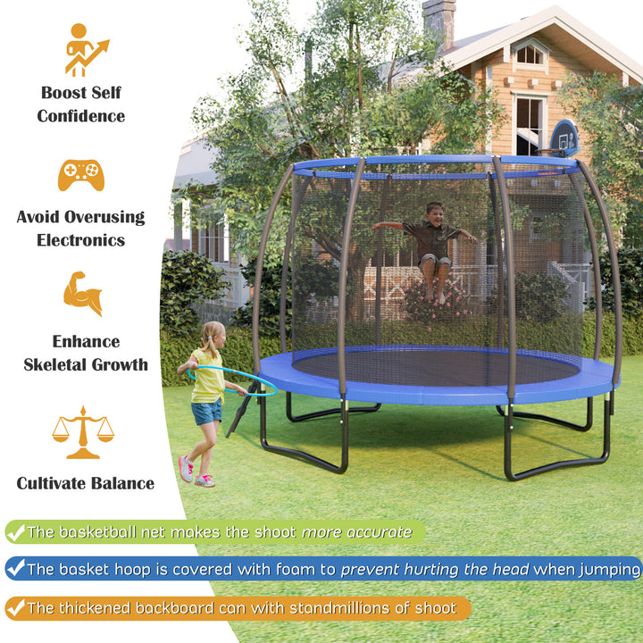 370cm Trampoline with Basketball Hoop and Safety Enclosure Net