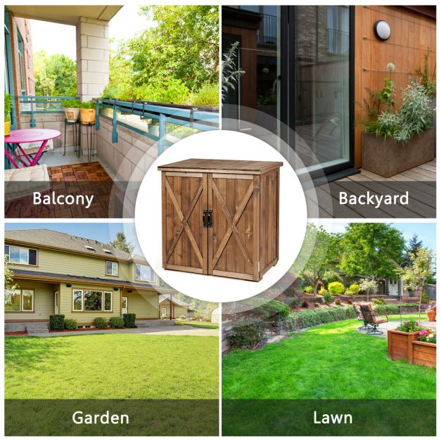 Garden Wooden Shed with Double Doors