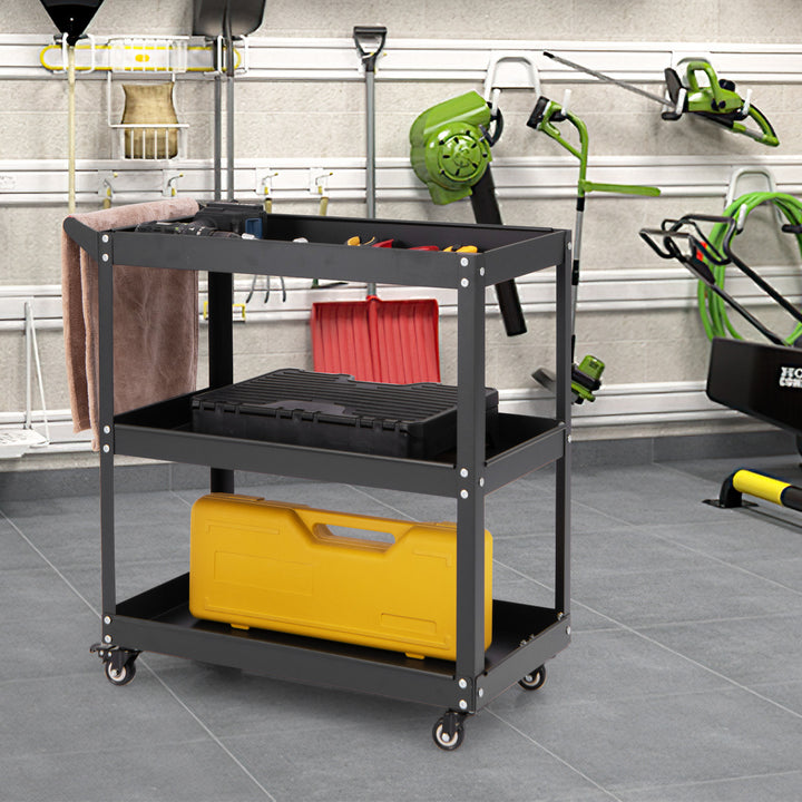 3-Tier Rolling Tool Cart with 4 Universal Wheels with 2 Brakes - TidySpaces