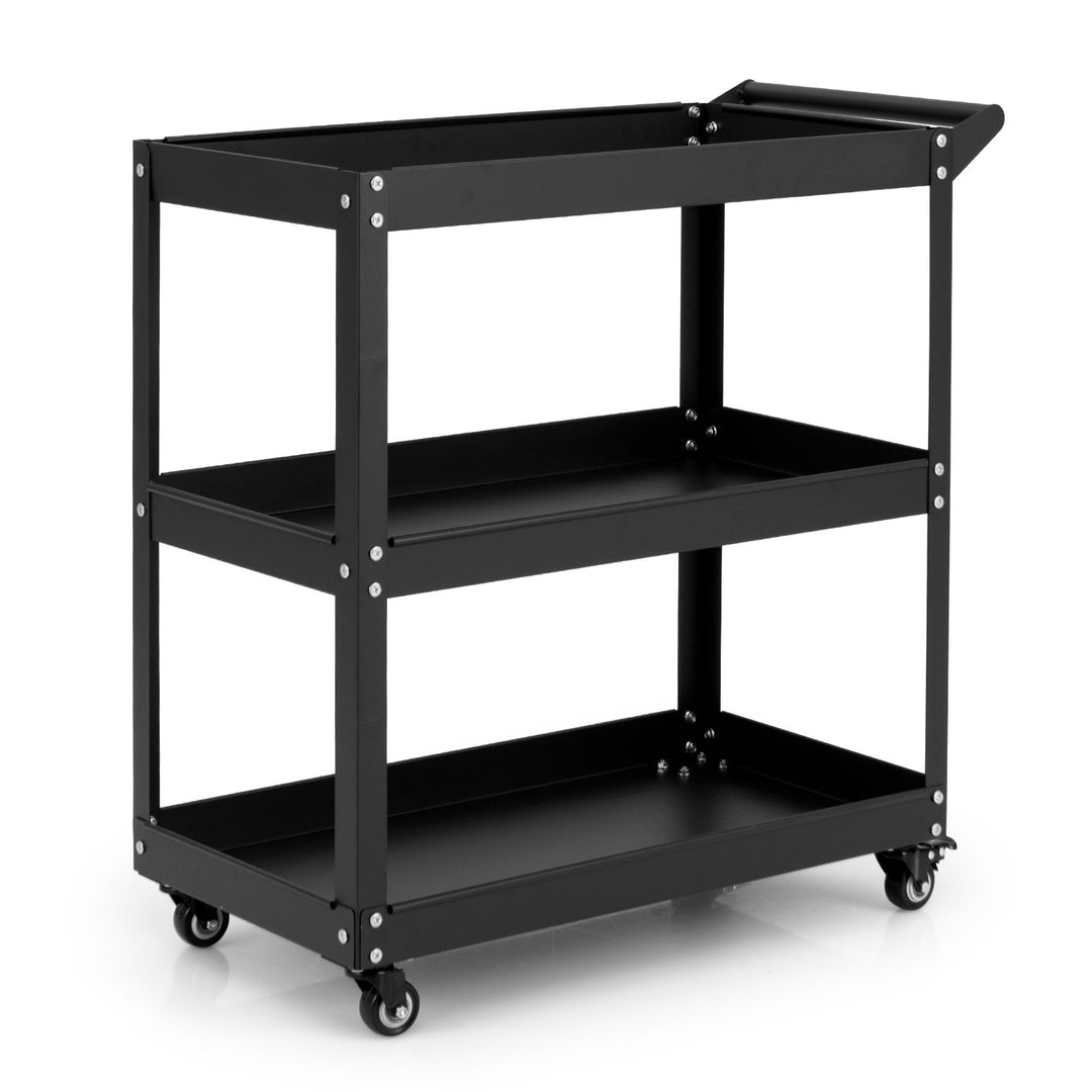 3-Tier Rolling Tool Cart with 4 Universal Wheels with 2 Brakes Black - TidySpaces