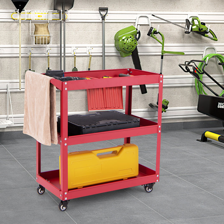 3-Tier Rolling Tool Cart with 4 Universal Wheels with 2 Brakes - TidySpaces