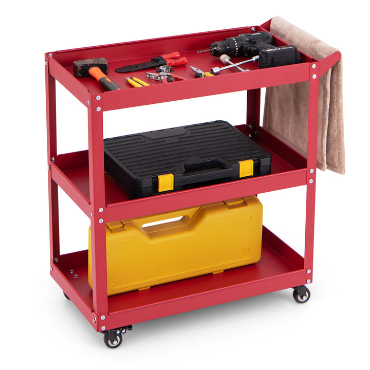 3-Tier Rolling Tool Cart with 4 Universal Wheels with 2 Brakes - TidySpaces