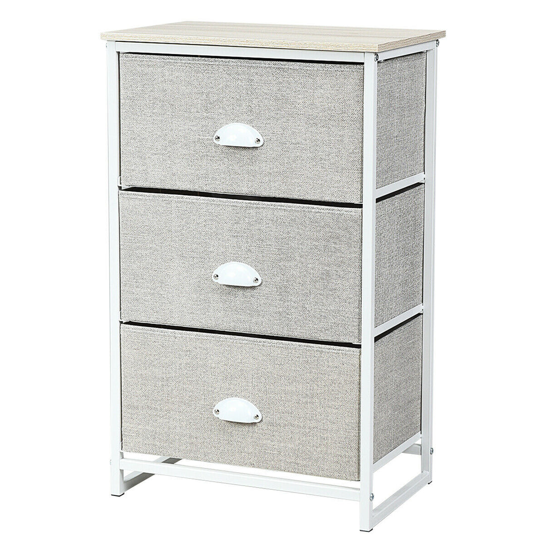 Fabric Nightstand Bedside Storage Cabinet Folding Drawers - TidySpaces