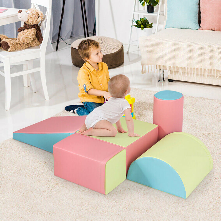 5-Piece Foam Baby Climb and Crawl Activity Play Set-Pink