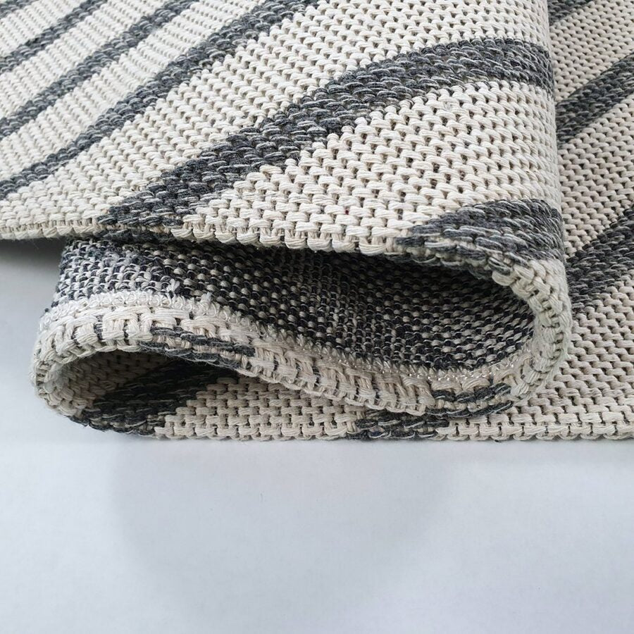 Cotton Rug Cream Grey Geometric