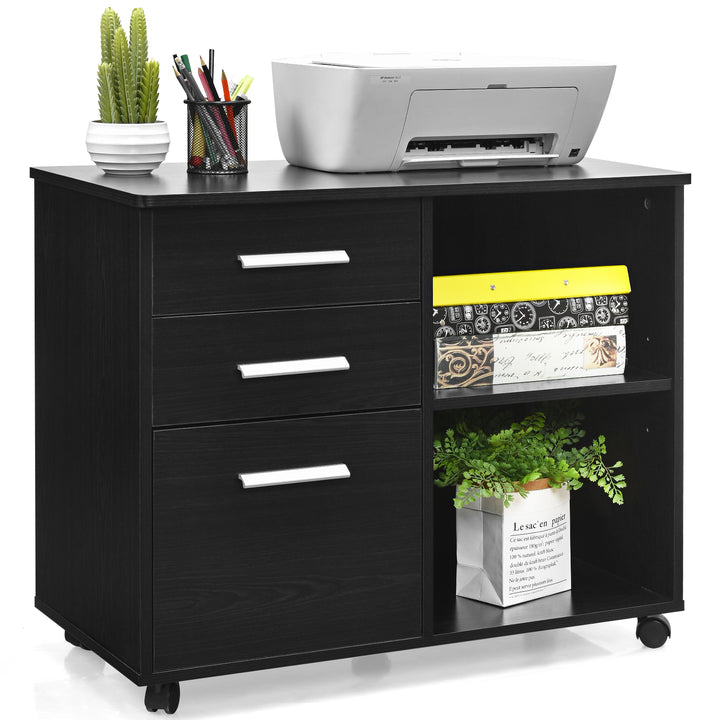 3 Drawer File Cabinet with Hanging Bars for Letter Size Documents Coffee Black - TidySpaces