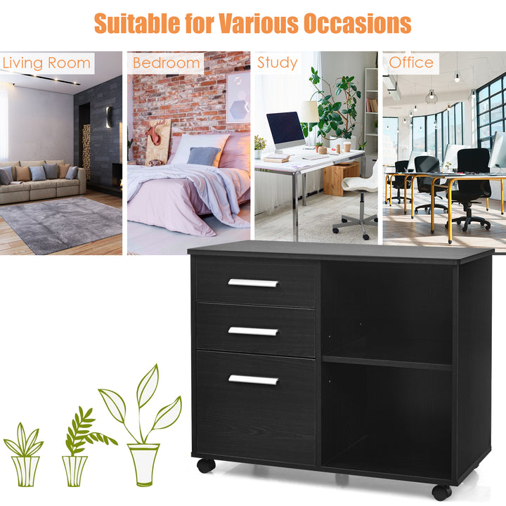 3 Drawer File Cabinet with Hanging Bars for Letter Size Documents Coffee - TidySpaces