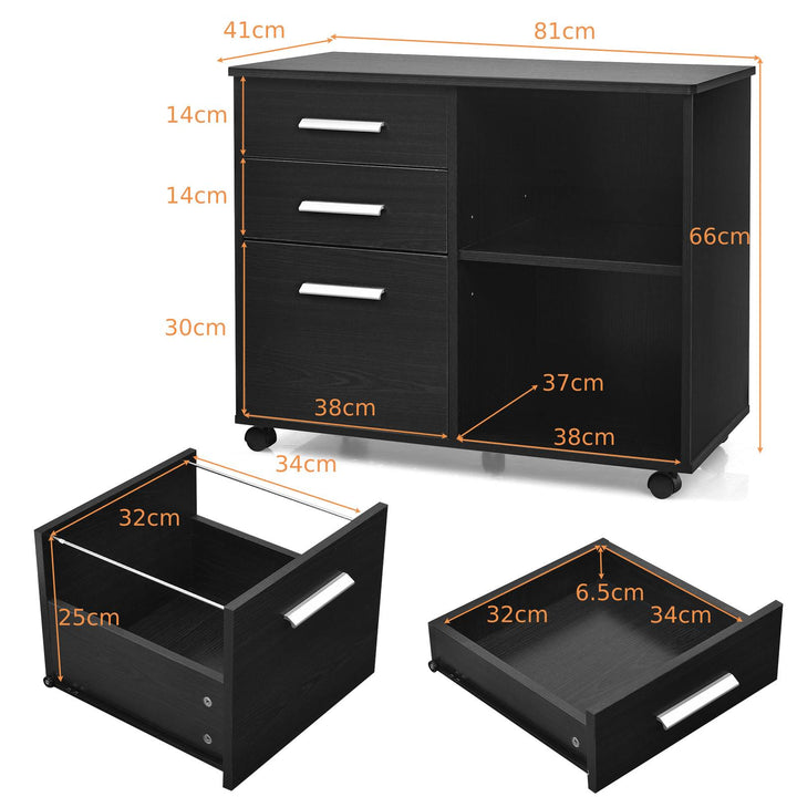 3 Drawer File Cabinet with Hanging Bars for Letter Size Documents Coffee - TidySpaces