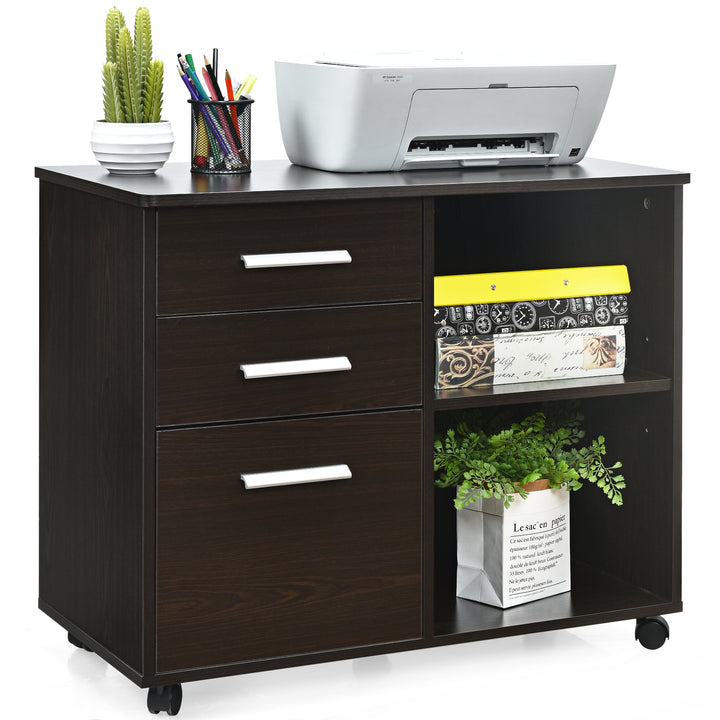 3 Drawer File Cabinet with Hanging Bars for Letter Size Documents Coffee - TidySpaces