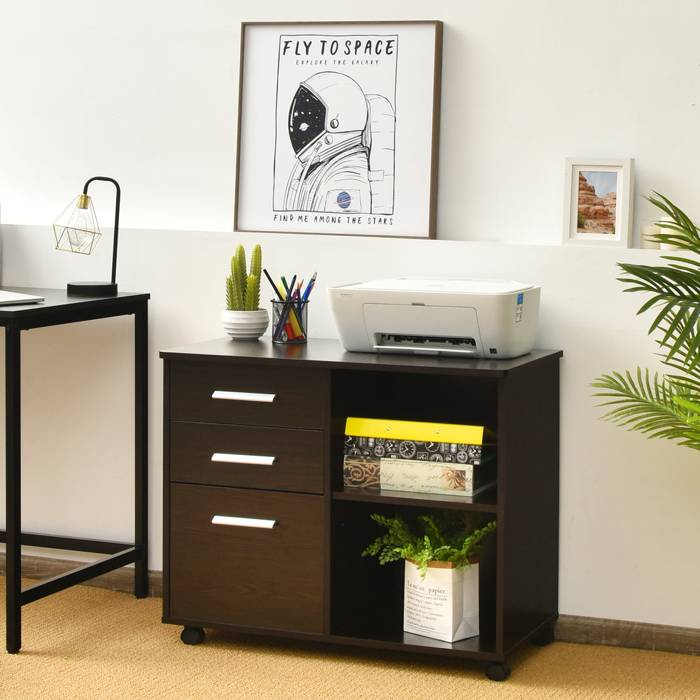3 Drawer File Cabinet with Hanging Bars for Letter Size Documents Coffee - TidySpaces
