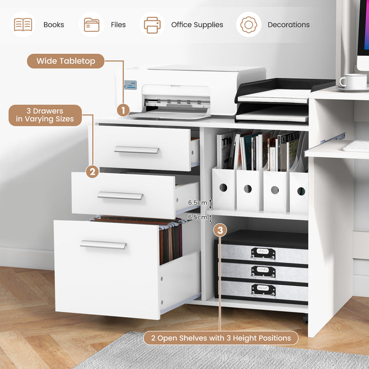 3 Drawer File Cabinet with Hanging Bars for Letter Size Documents Coffee - TidySpaces