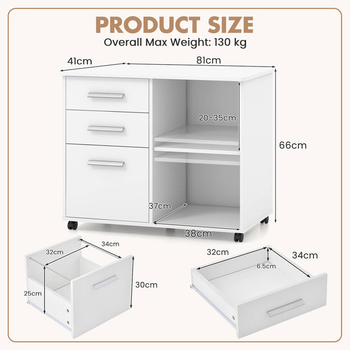 3 Drawer File Cabinet with Hanging Bars for Letter Size Documents Coffee - TidySpaces