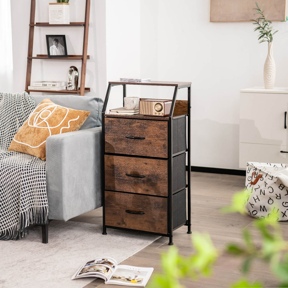 3 Drawer Organizer Unit with Wooden Top and Front - TidySpaces