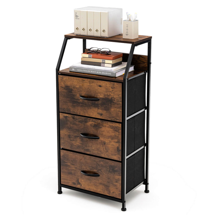 3 Drawer Organizer Unit with Wooden Top and Front - TidySpaces
