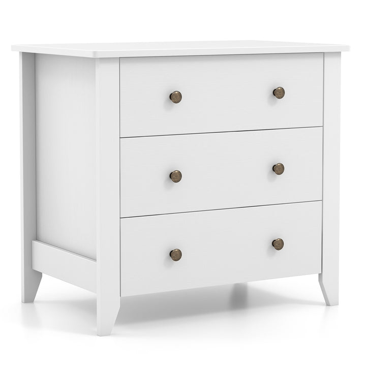 3 Drawer Wooden Dresser Chest of Drawers with Round Metal Knobs Coffee - TidySpaces