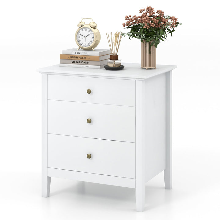 3-Drawer Wooden Nightstand with Storage and Wood Finish